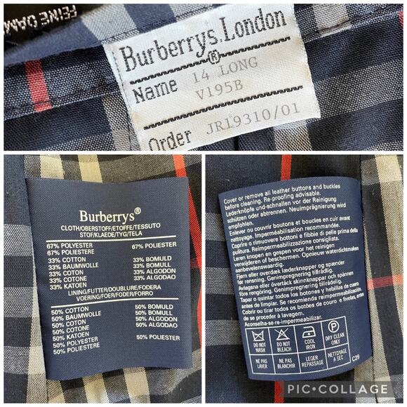 Vintage Burberry Navy Blue Belted Trench Coat Single Breasted 14L - Picture 12 of 16